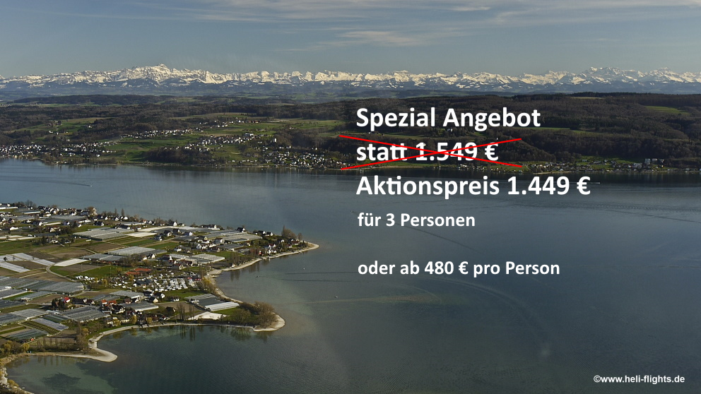 3-Länder Bodensee-Alpen Hubschrauberflug -Aktionsangebot Max. 3 Personen