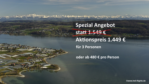 3-Länder Bodensee-Alpen Hubschrauberflug -Aktionsangebot Max. 3 Personen